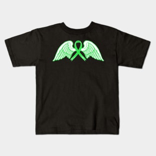 Green Awareness Ribbon with Angel Wings Kids T-Shirt